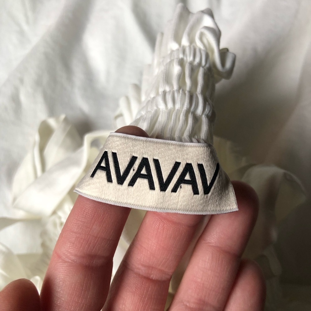 AVAVAV Smocked Midi Dress Size S White Avant-Garde Streetwear Farmhouse Peasant - Picture 7 of 9